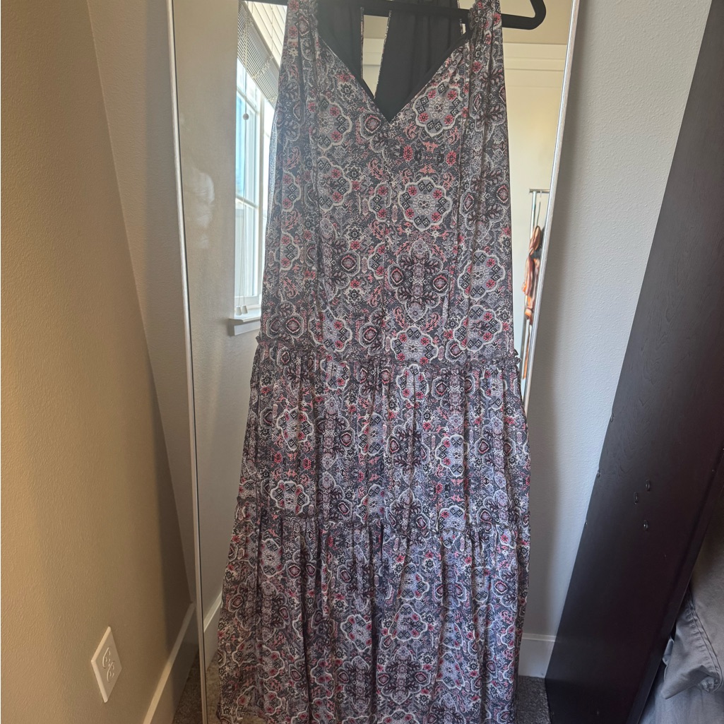 Drew Black And Pink Patterned Maxi Dress